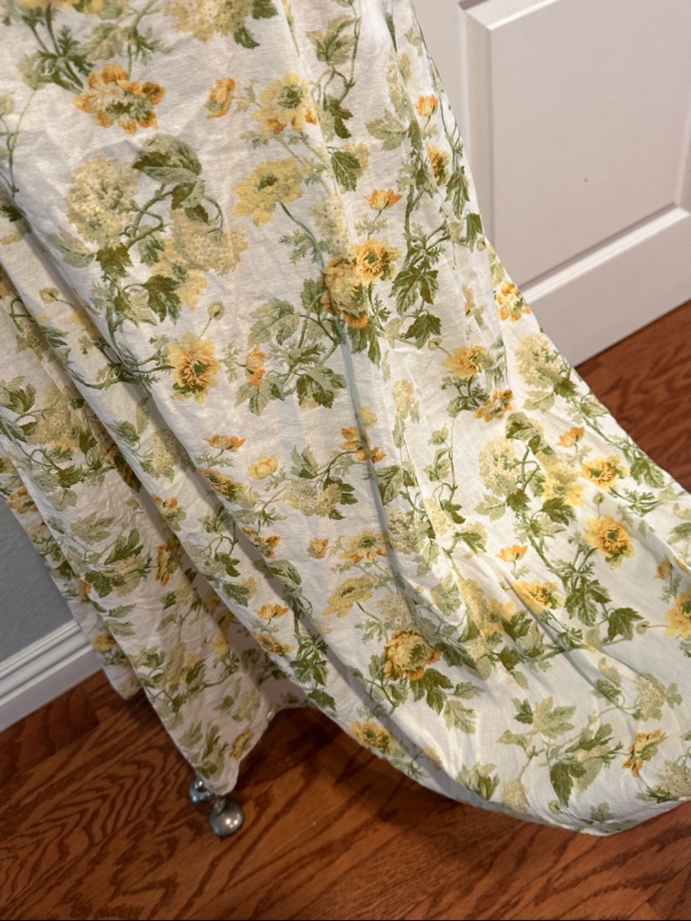 Laura Ashley Sz 14 VTG Floral Midi Dress White Yellow Cottage Square Neck • NEW! - Picture 3 of 12